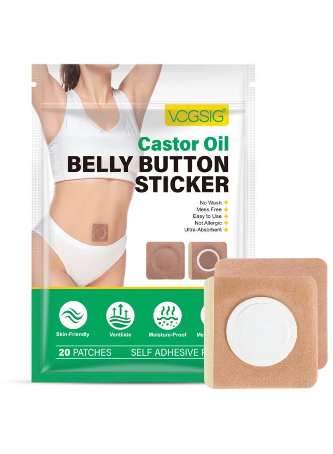 VOGSIG 20 Pcs Castor Oil Belly Button Sticker Disposable Self Adhesive castor oil patches Disposable Castor Oil Pack Wrap Castor Oil Belly Pads Castor Oil Compress Wrap Kit - Image 1